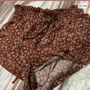 Aeropostale Brown Floral Print Shorts